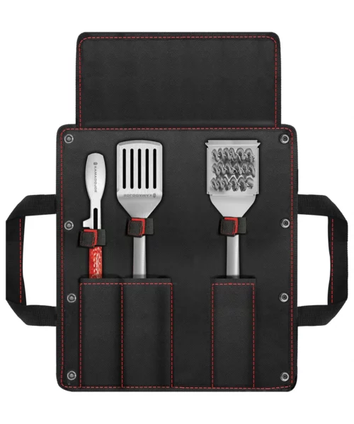kit accessoires barbecue inox Kamado Joe Krafted Steel ustensiles barbecue professionnels pince spatule barbecue inox brosse barbecue acier inoxydable